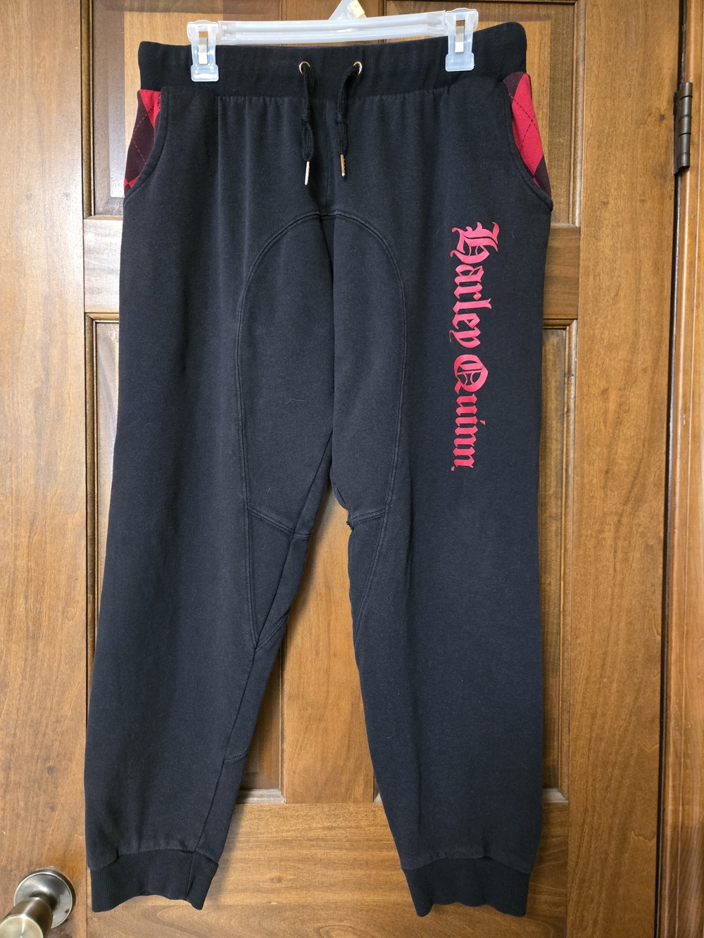 DC Comics Harley Quinn Jogger Pants with Red Diamond Accent 15" Waist